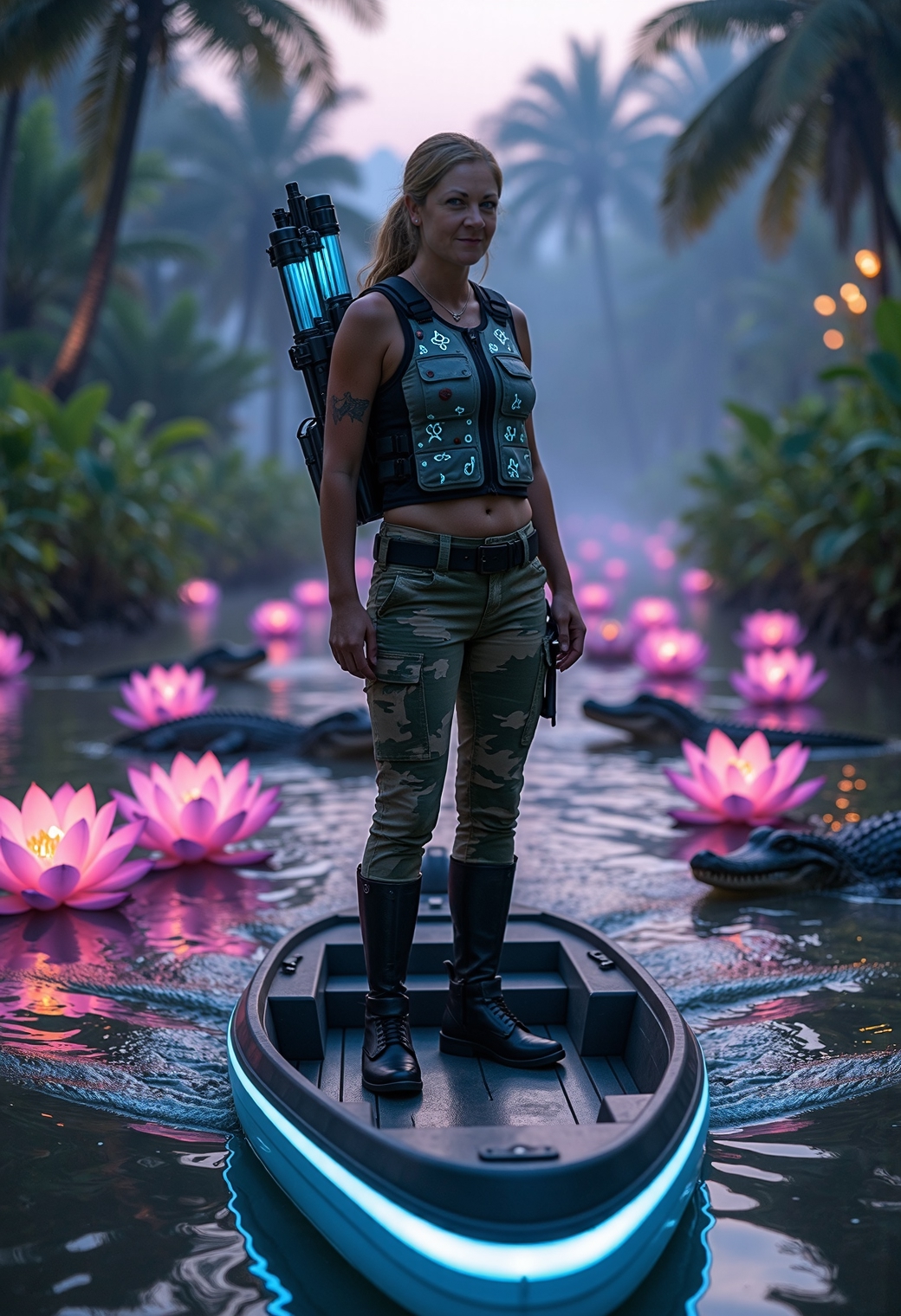 amy773 blue eyed woman stands on the bow-FLUX TRAI